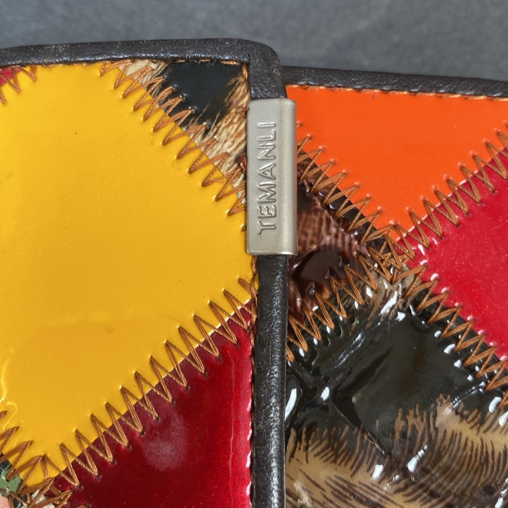patchwork leather trifold wallet pen mark callout otherwise perfect condition - Picture 13 of 15